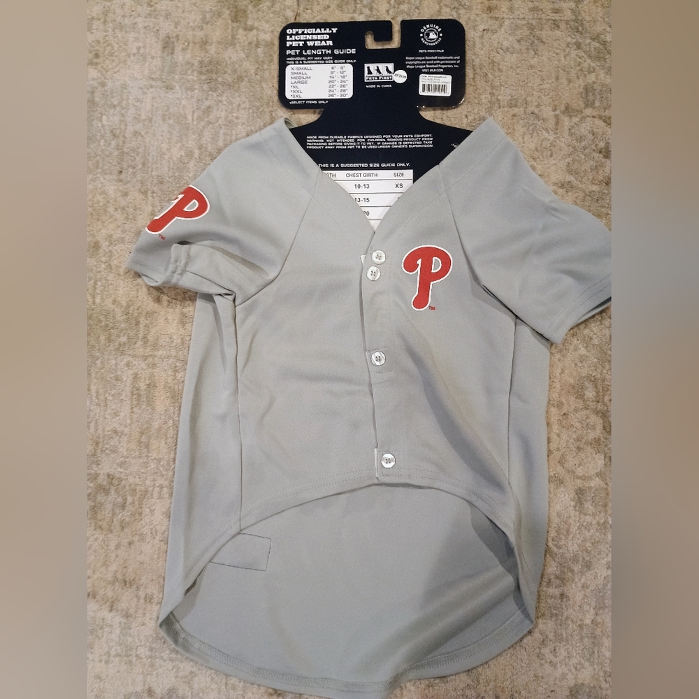 Pets First Gray Dog Jersey with Red Accents